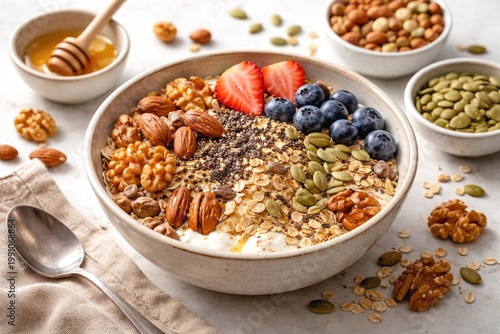 Healthy breakfast bowl fill...