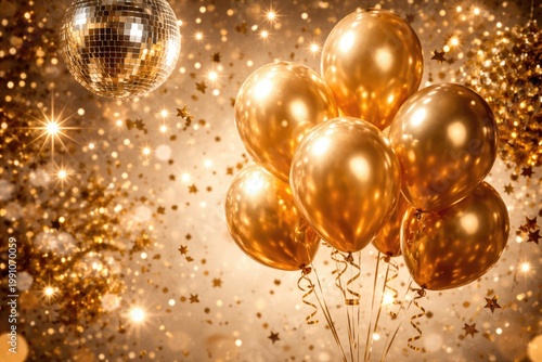 Elegant golden balloons sur...