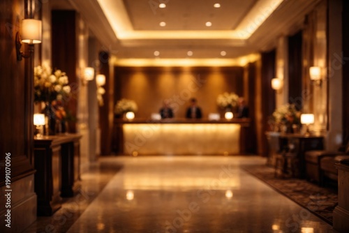 Blurred upscale hotel corri...