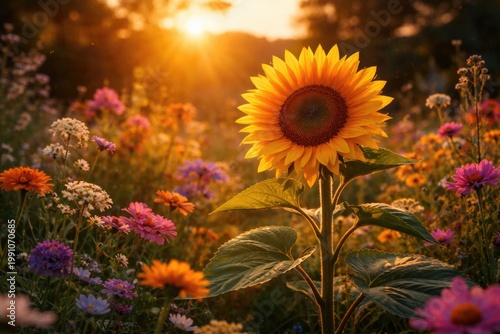 A radiant sunflower stands ...