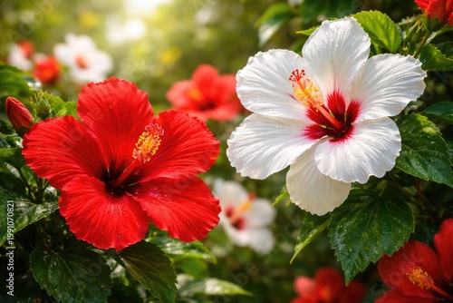 Close up of red and white h...