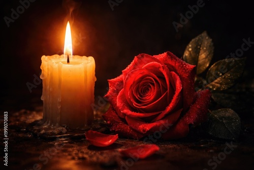 Glowing Candle with Vibrant...