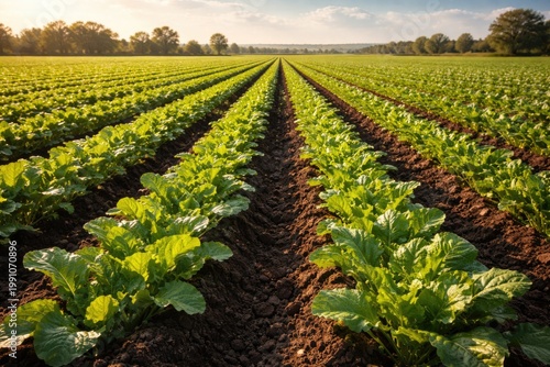 Sugar beet rows in rich soi...