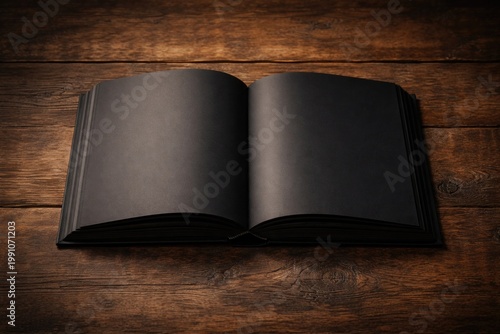 Open book with black pages ...