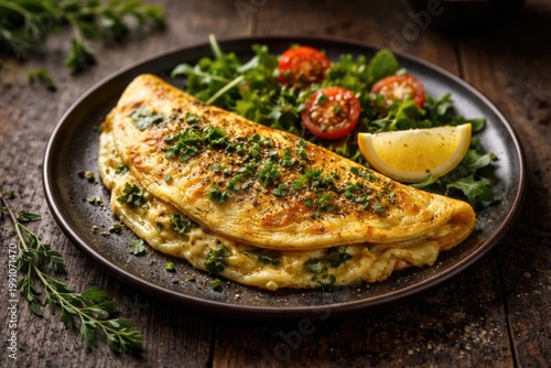 Delicious omelette plated o...