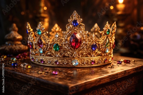 A golden crown adorned with...