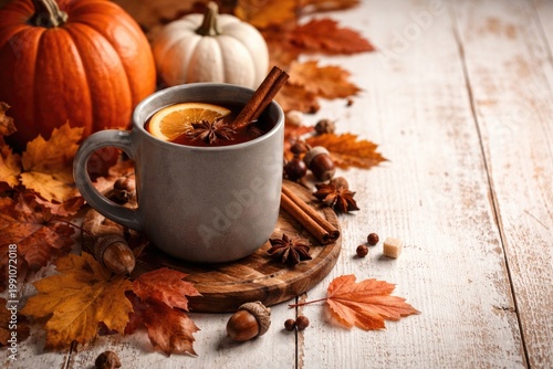 Warm autumn drink served in...