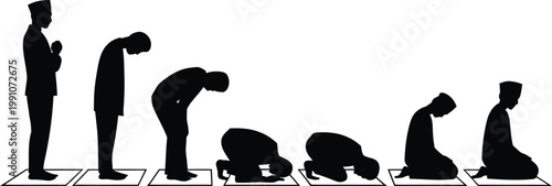 Muslim Man Performing Prayer Silhouettes
