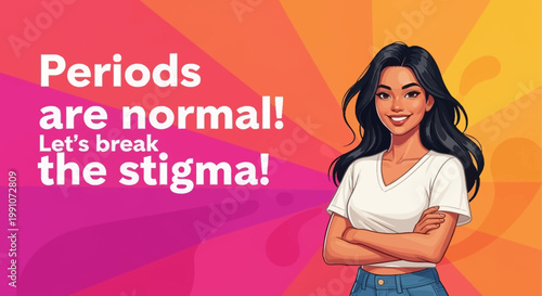 Woman supporting menstrual health awareness campaign.