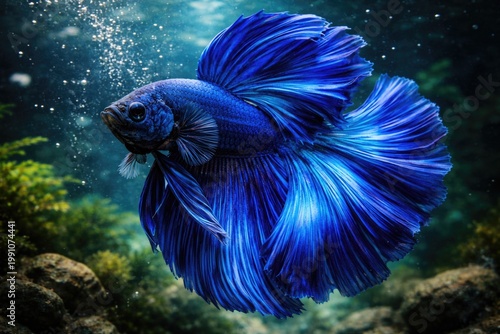 Electric blue betta fish di...