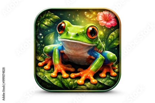 Colorful frog icon design w...