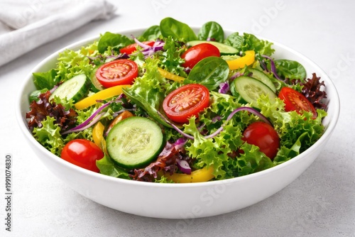 Mixed green salad displayed...