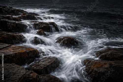 Rocky shoreline captured in...