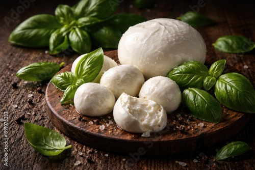 Fresh mozzarella cheese and...