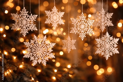 Delicate paper snowflakes s...