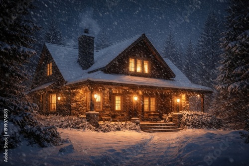 Snowstorm enveloping a warm...