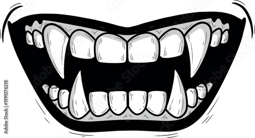 Frightening silhouette of a monster's open mouth with sharp teeth