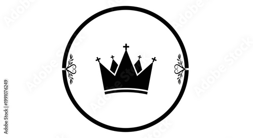 Black crown icon in circle frame.