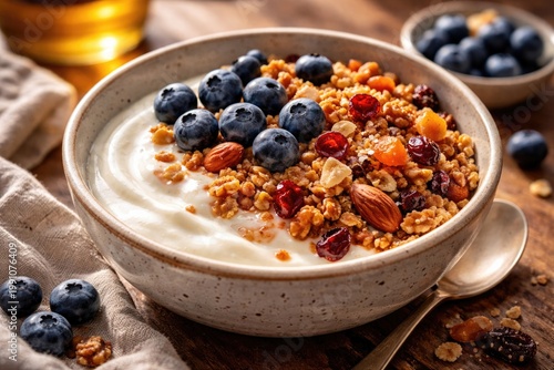 Healthy morning meal with y...