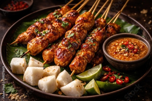 Flavorful chicken satay ske...