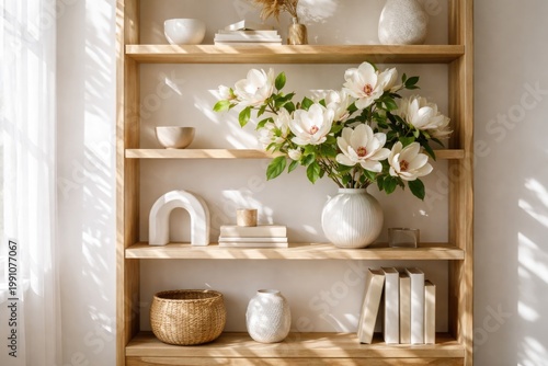 Bright shelving unit featur...