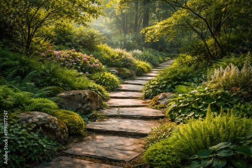 Stone pathway winding throu...
