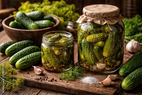 Homemade cucumber pickles w...