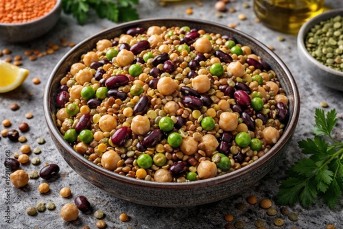 Healthy bowl of mixed legum...