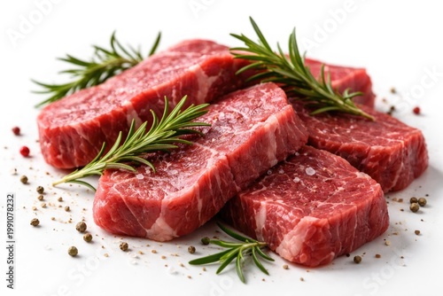 Fresh raw beef slices garni...