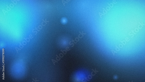 Quadro su tela Abstract blue bokeh light effect background with soft glowing circles and dark g