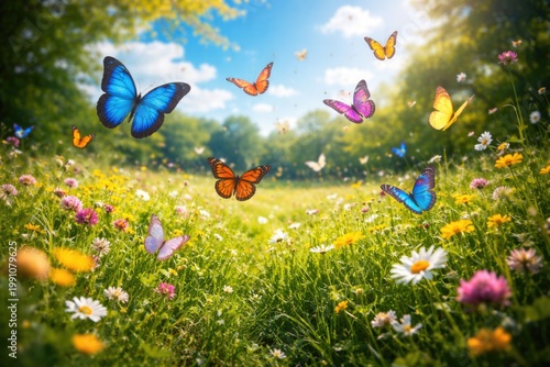 Colorful butterflies playfu...