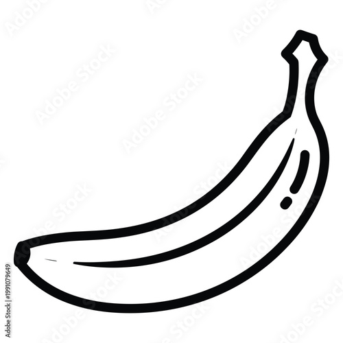 Banana Outline Fruit Simple Graphic Isolated Healthy Food