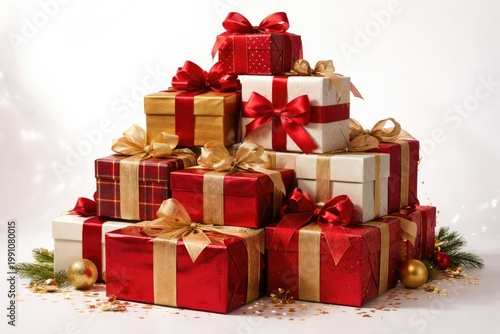 Stack of colorful gift boxe...