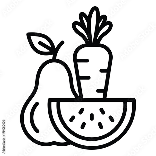 Pear Carrot Watermelon Icon Healthy Food Symbol