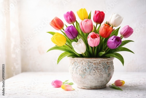 Colorful tulips in a decora...