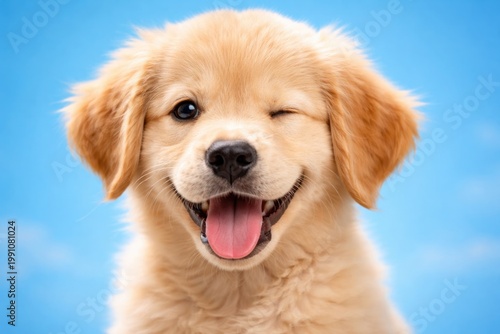 Cheerful dog puppy smiling ...