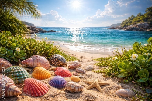 Serene coastal view with co...