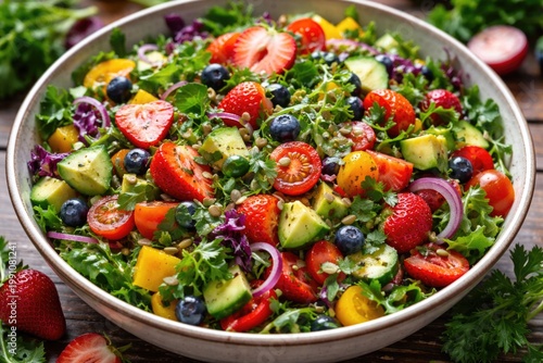 Colorful mixed fruits and v...