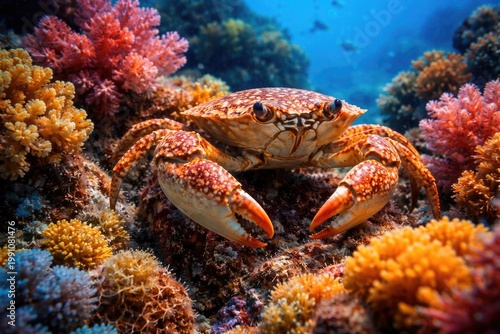 A curious crab navigating c...