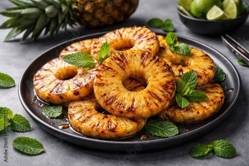 Freshly grilled pineapple r...