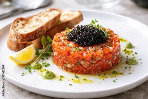 Delicious red fish tartare ...