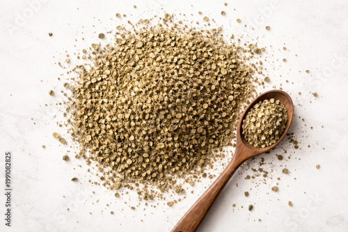Top view of dried oregano h...