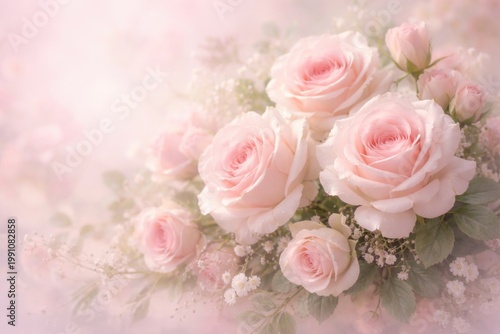 Romantic pink roses with a ...