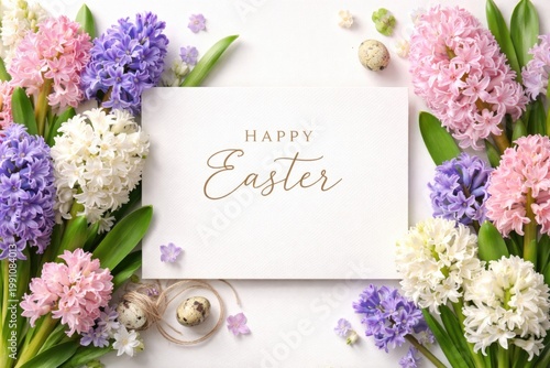 Spring Easter card on white...