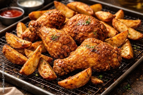Golden broasted chicken wit...