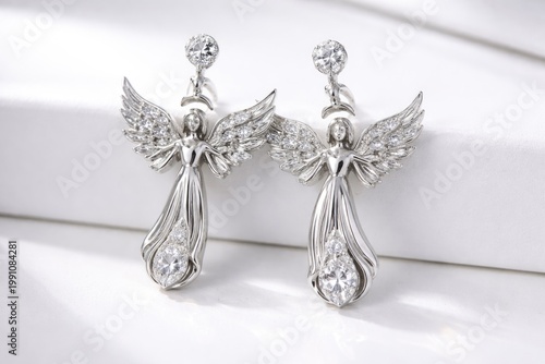 Elegant platinum angel shap...