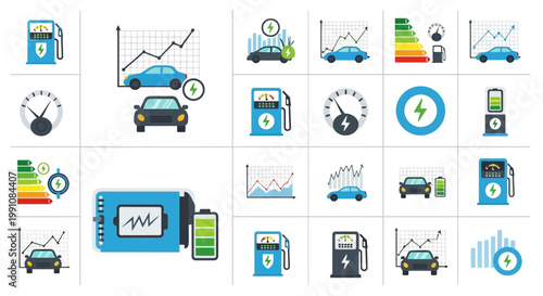 Electric car charging station icons.