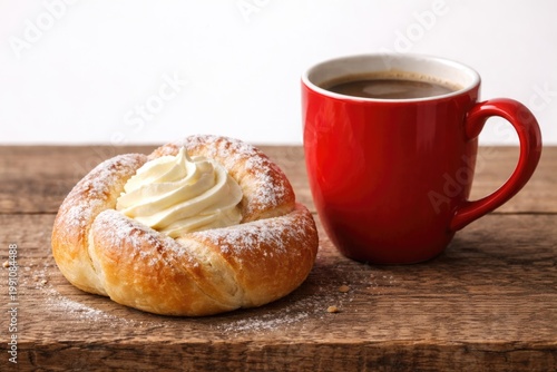 Fresh white pastry beside r...