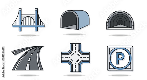 Road and Highway Transportation Symbols.