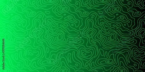 Abstract green gradient background with topographic contour lines